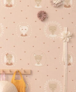 Hearts Wallpaper by Majvillan in Dusty Warm Pink