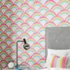Wish upon this rainbow and make design dreams come true! Glorious vibrant colours create the perfect arch in this utterly joyous wallpaper. Cheerful and energetic, pair with Bon Bon fabric and revel in the happiness of this Harlequin wallpaper.