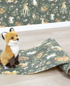 orest Friends Wallpaper in Pine Forest green by LILINPINSO with a fox