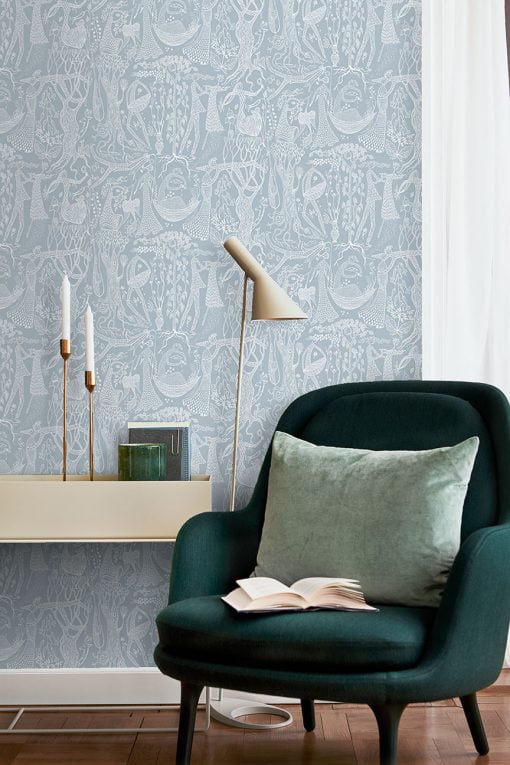 Borastapeter Poeme D'Amour Wallpaper in Blue