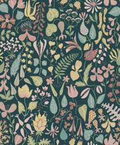 Herbarium Wallpaper by Borastapeter and designed by Stig Lindberg in Green