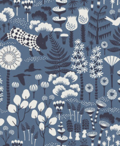 Hoppmosse Wallpaper by Borastapeter in Grey and Blue