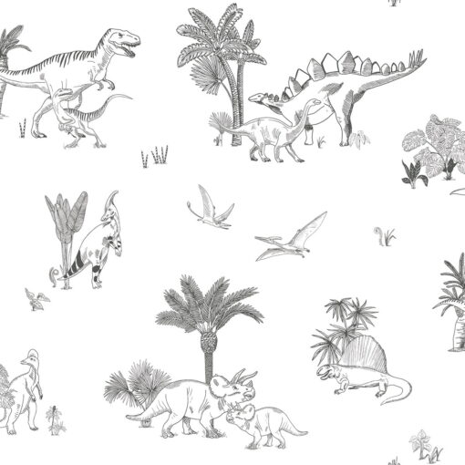 Dinosaurs Wallpaper in Monochrome