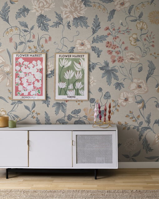 Suzanne Wallpaper by Sandberg in Folklore Blue