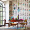 Papilio Wallpaper by Harlequin in Famingo, Papaya and olive