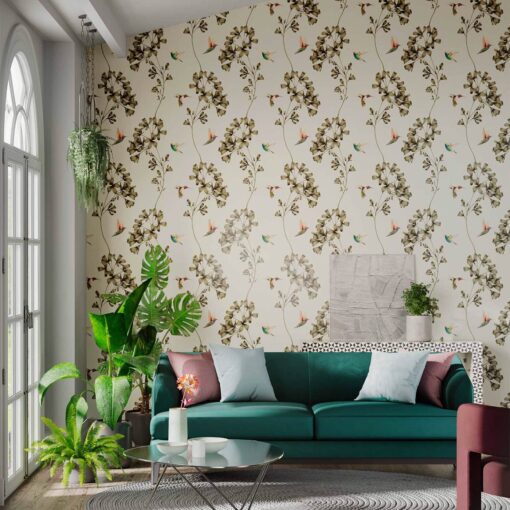 Amazilia Wallpaper by Harlequin Wallpaper in Stone and Gold