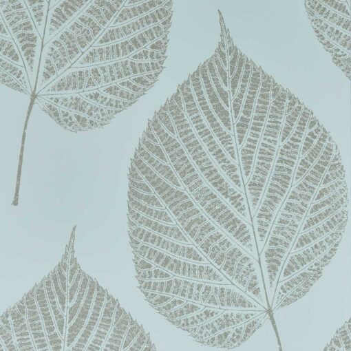 Leaf wallpaper in Sky and Gilver