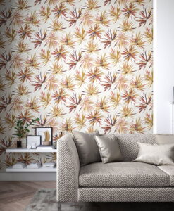 Acuba Wallpaper by Harlequin in Gold, Rosewood and Parchment