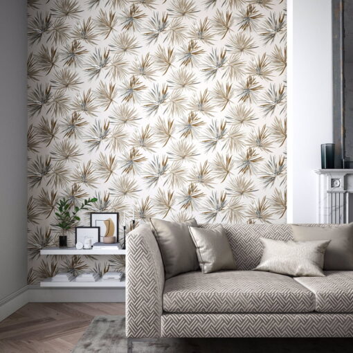 Acuba Wallpaper by Harlequin in Bronze, Sediment and Pearl
