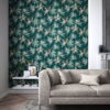 Acuba Wallpaper in Forrest and copper