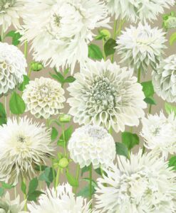 Dahlia Wallpaper by Harlequin Wallpaper in Sail Cloth, Meadow and Gilver