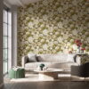 Dahlia Wallpaper by Harlequin Wallpaper in Fig Blossom, Nectar and Black Earth