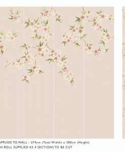 Rosa Wallpaper Mural dimensions in FBlush, Pearl, Peony and Meadow (4 panels)