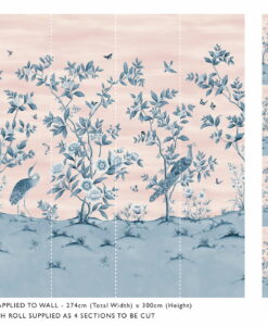 Florence Wallpaper Mural in Powder and China Blue - dimensions