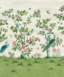 Florence Wallpaper Mural in Fig Blossom, Apple and Peony