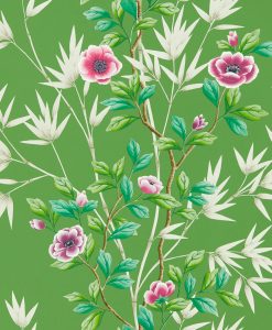 Lady Alford Wallpaper by Harlequin Wallpaper in Apple and Magenta