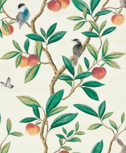 Ella Wallpaper in Fig Blossom, Fig Leaf and Nectarine