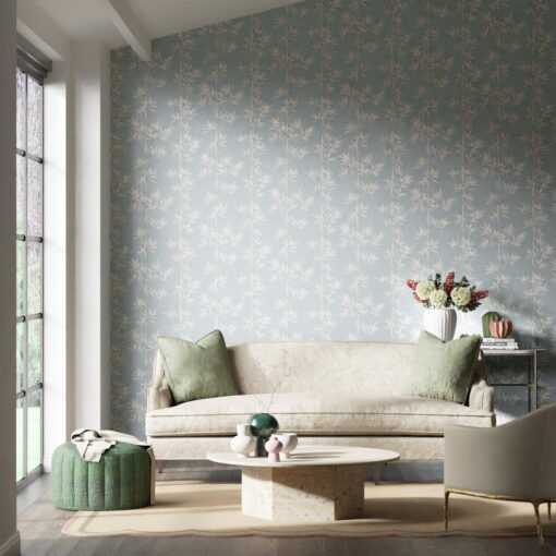 Isabella Bamboo Wallpaper by Harlequin in Sky and Porcelain