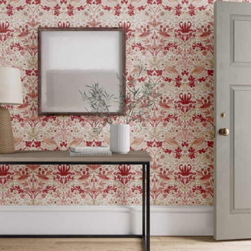 Simply Strawberry Wallpaper by Morris & Co in Madder