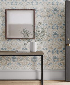 Simply Strawberry Wallpaper by Morris & Co in Slate and Vellum