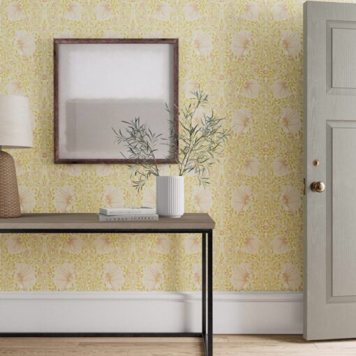 Pimpernel Wallpaper by Morris & Co in Sunflower and Pink
