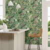 Chinoiserie Hall Wallpaper by Sanderson in Chinese Green and Lotus Pink