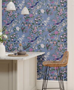 Chinoiserie Hall Wallpaper by Sanderson in Blueberry and Purple