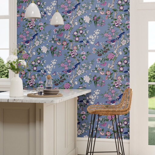 Chinoiserie Hall Wallpaper in Blueberry & Purple | Silk Interiors ...