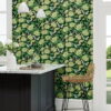 Amara Butterfly Wallpaper by Sanderson in Emerald and Ink Black