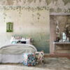 Water Garden Wallpaper Mural by Sanderson in Soft Jade and Pink Blossom