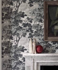 Richmond Park Wallpaper by Zoffany in Charcoal