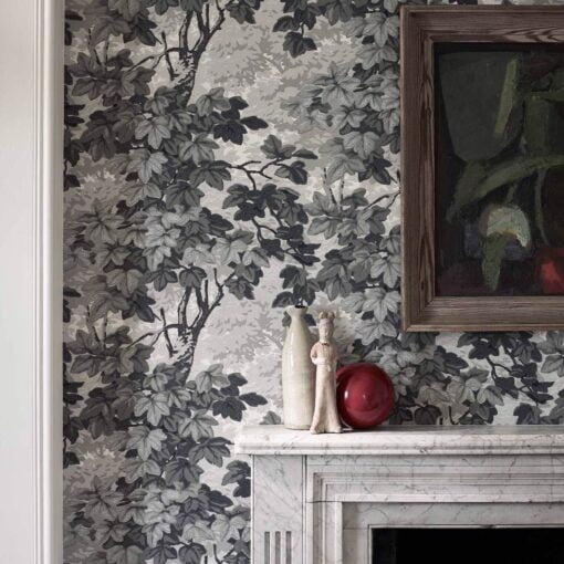 Richmond Park Wallpaper by Zoffany in Charcoal