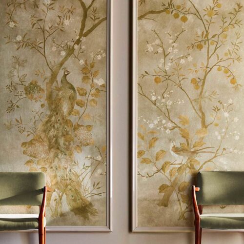 Rotherby Wallpaper - Old Gold / Green