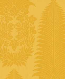Mardens Palm Damask Wallpaper in yellow