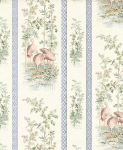 Storks and Thrushes Wallpaper in Tuscan Pink