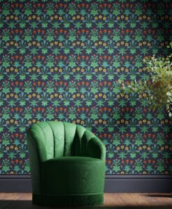 Daisy Wallpaper in Midnight from the Bedford Park Wallpapers Collection by Morris & Co