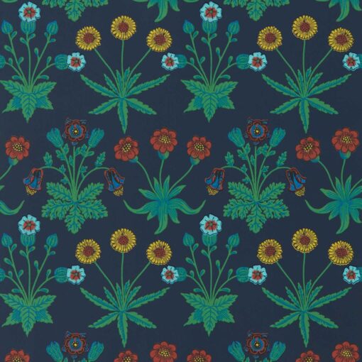 Daisy Wallpaper in Midnight from the Bedford Park Wallpapers Collection by Morris & Co