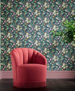 Golden Lily Wallpaper in Galactic Ink by Morris & Co