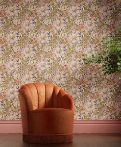 Golden Lily Wallpaper in Expresso by Morris & Co