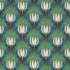 Tulip & Bird Wallpaper in Goblin Green & Raven