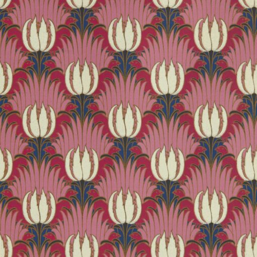 Tulip & Bird Wallpaper in Amaranth & Blush