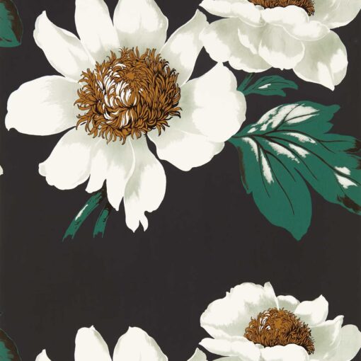 Paenoia Wallpaper by Harlequin in Black Earth, Fig Leaf & Gold