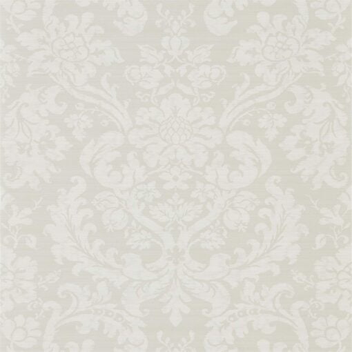 Tours Damask Wallpaper by Zoffany in Silver