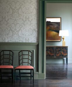 ours Damask Wallpaper by Zoffany in Silver