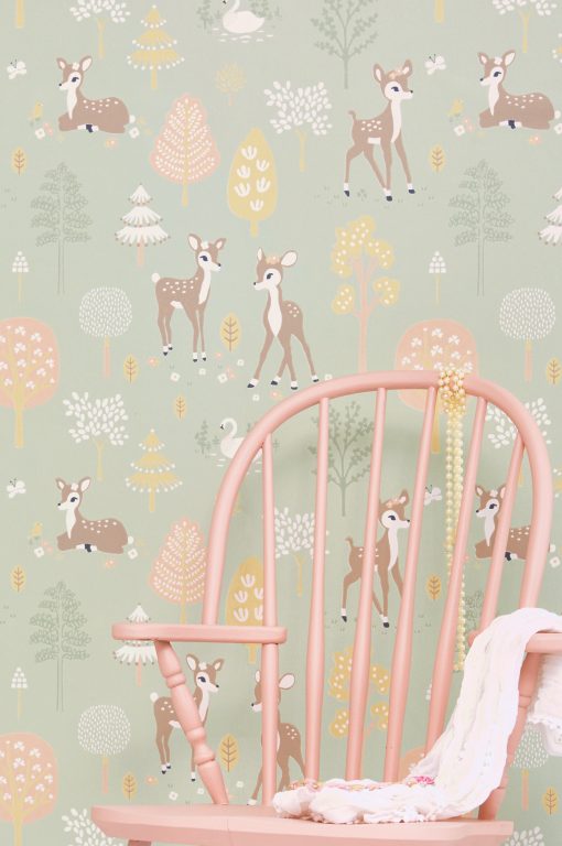 Golden Woods Wallpaper by Majvillan in Dusty Green