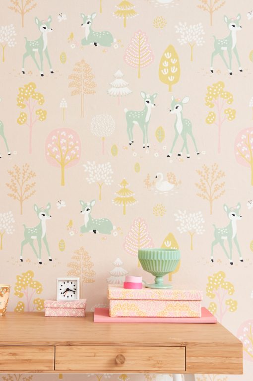 Golden Wood Wallpaper by Majvillan - Pink