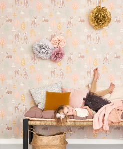 Golden Wood Wallpaper in Dusty Lilac by Majvillan