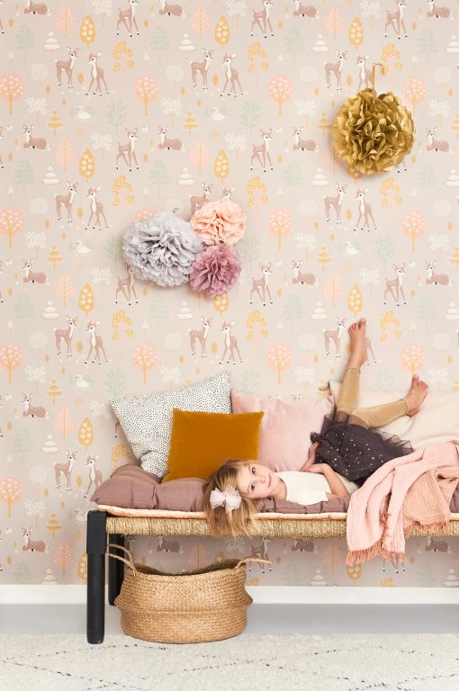 Golden Wood Wallpaper in Dusty Lilac by Majvillan