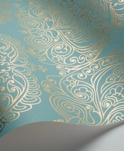 Alpana Wallpaper by Cole & Con in Turquoise and Gold