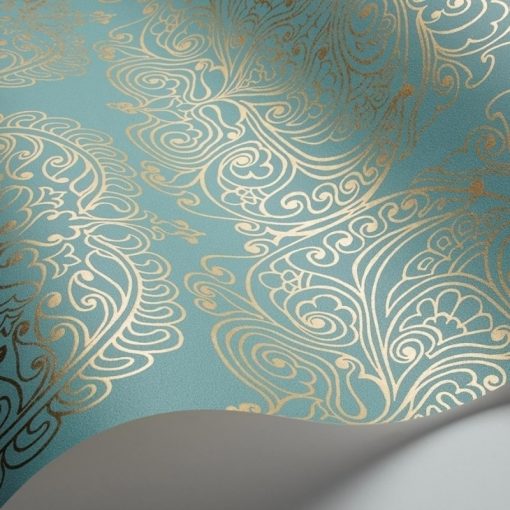 Alpana Wallpaper by Cole & Con in Turquoise and Gold